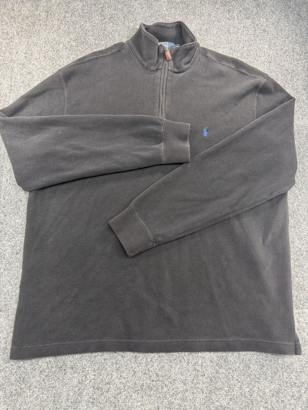 Polo Ralph Lauren Quarter Zip Sweater Black Men's XL 100% Cotton Pony Logo